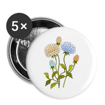 Fleur - Lot de 5 grands badges (56 mm) - blanc - Devant