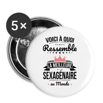 A quoi ressemble la meilleure sexagénaire au monde - Lot de 5 grands badges (56 mm) - blanc - Devant