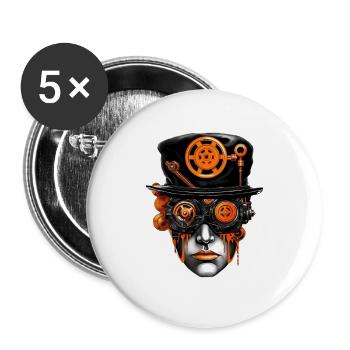 Steampunk Droog - Buttons large 2.2''/56 mm (5-pack) - white - Front