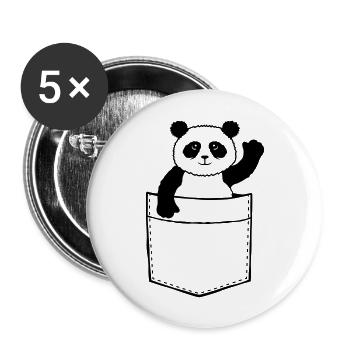 Travel Breast Bag Panda Bear Waving Friendly - Buttons large 2.2''/56 mm (5-pack) - white - Front