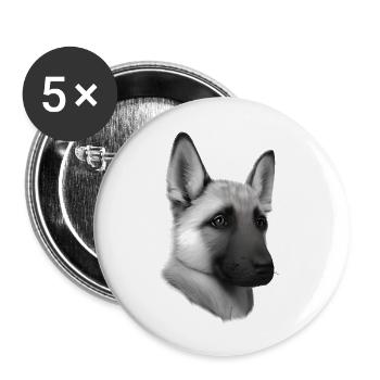 Chiot de chien Berger allemand propriétaire de chien - Lot de 5 grands badges (56 mm) - blanc - Devant