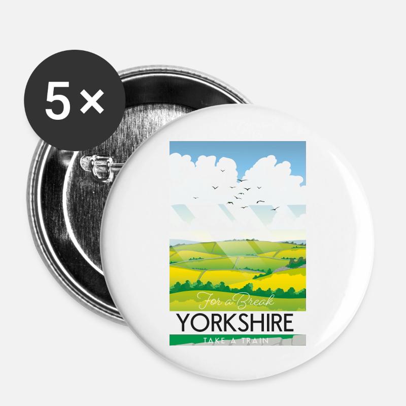 Yorkshire take a break - Buttons large 2.2''/56 mm (5-pack) - white