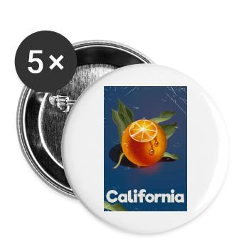 Affiche de voyage California Oranges - Lot de 5 grands badges (56 mm) - blanc - Devant