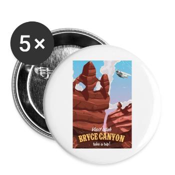 Bryce canyon Utah affiche de voyage - Lot de 5 grands badges (56 mm) - blanc - Devant