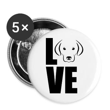 Dog Hund - Buttons groß 56 mm (5er Pack) - Weiß - Vorne