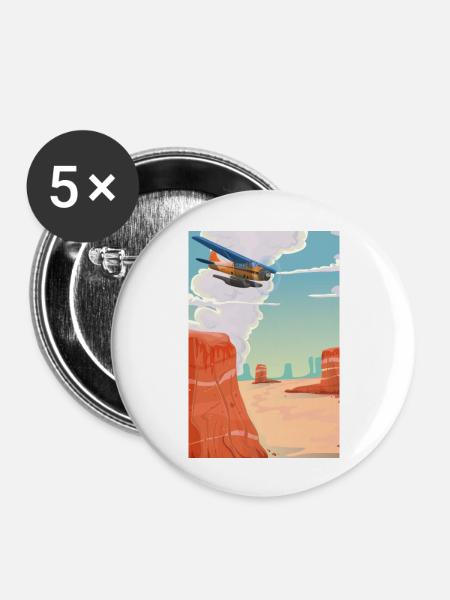 Karikatur Grand Canyon - Buttons groß 56 mm (5er Pack) - Weiß