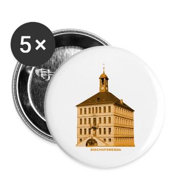 Bischofswerda Rathaus Oberlausitz Sachsen - Buttons groß 56 mm (5er Pack) - Weiß - Vorne