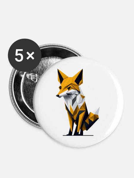 Polygon-Fuchs - Buttons groß 56 mm (5er Pack) - Weiß