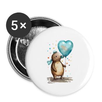 Schnabeltier Herz Aquarell - Buttons groß 56 mm (5er Pack) - Weiß - Vorne