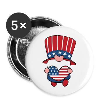 amerikanischer Zwerg - Buttons groß 56 mm (5er Pack) - Weiß - Vorne