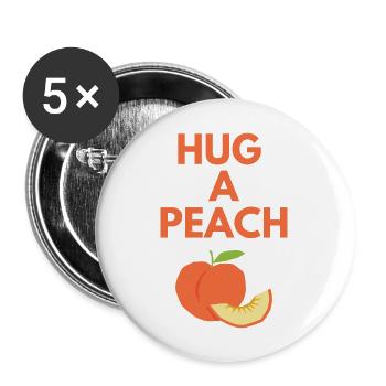 HUG A PEACH - Buttons large 2.2''/56 mm (5-pack) - white - Front