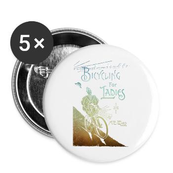 Bicycling for Ladies - Buttons large 2.2''/56 mm (5-pack) - white - Front
