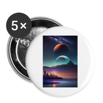 Paysage de New York avec pleine lune futuriste 1 - Lot de 5 grands badges (56 mm) - blanc - Devant