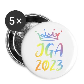JGA 2023 Bachelor Party - Buttons large 2.2''/56 mm (5-pack) - white - Front