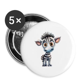 Zebra Watercolor Illustration - Buttons large 2.2''/56 mm (5-pack) - white - Front