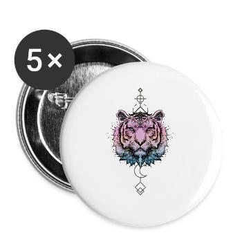 Wonderful colorful tiger - Buttons large 2.2''/56 mm (5-pack) - white - Front