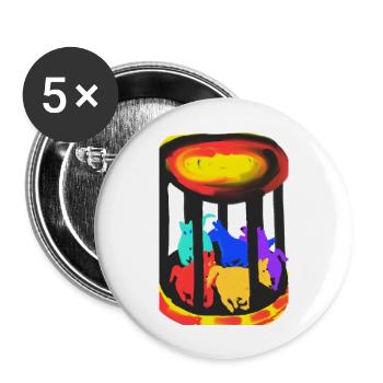 Ponypferde - Buttons groß 56 mm (5er Pack) - Weiß - Vorne