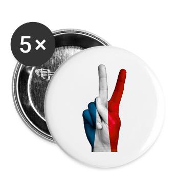 Französische Flagge signalisiert den Sieg. Frankreich - Buttons groß 56 mm (5er Pack) - Weiß - Vorne