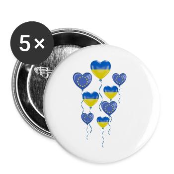 L’UE fait preuve de solidarité et de cœur envers l’Ukraine - Lot de 5 grands badges (56 mm) - blanc - Devant