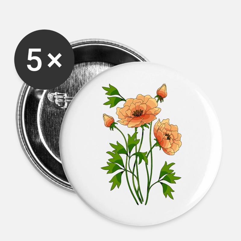Blumen - Buttons groß 56 mm (5er Pack) - Weiß