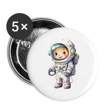 Dessin à l’aquarelle d’astronaute - Lot de 5 grands badges (56 mm) - blanc - Devant