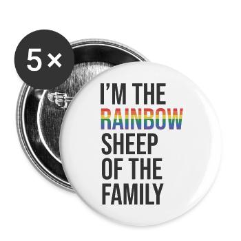 I ́m the Rainbow Sheep in the Family - Buttons large 2.2''/56 mm (5-pack) - white - Front