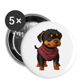 Rottweiler Chien Chiot Rottweiler Puppy Chiens - Lot de 5 grands badges (56 mm) - blanc - Devant