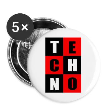 Techno red and black - Buttons large 2.2''/56 mm (5-pack) - white - Front