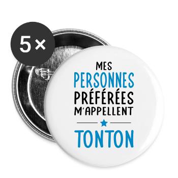 Mes personnes préférées m'appellent Tonton - Lot de 5 grands badges (56 mm) - blanc - Devant