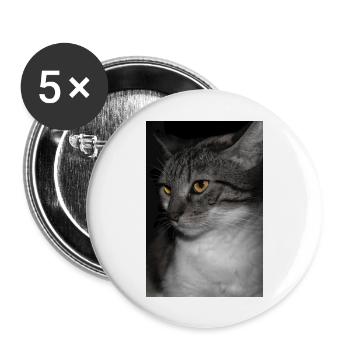 le chat au doux regard - Lot de 5 grands badges (56 mm) - blanc - Devant