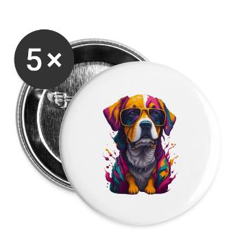 Dog 1 - Buttons large 2.2''/56 mm (5-pack) - white - Front