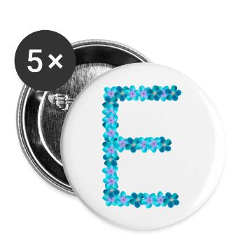 E aus blauen Blüten - Buttons groß 56 mm (5er Pack) - Weiß - Vorne