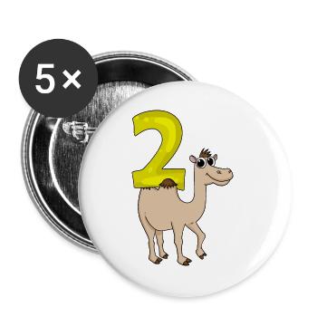 2 birthday 2 years old with animal motif - two - Buttons large 2.2''/56 mm (5-pack) - white - Front