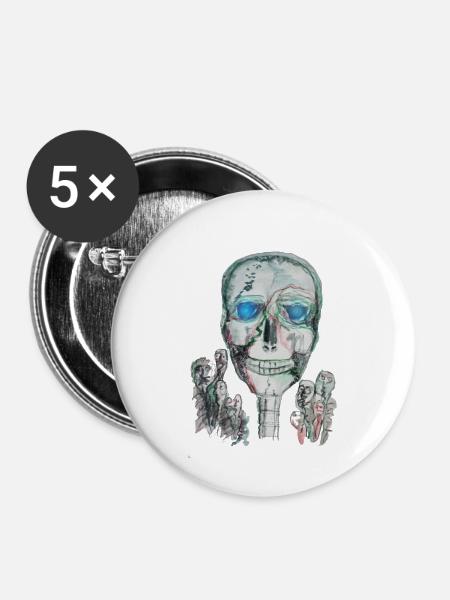 halloween grusel - Buttons groß 56 mm (5er Pack) - Weiß