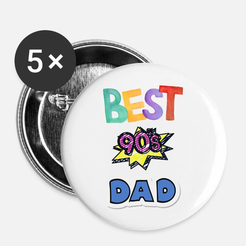 Best 90s Dad - Buttons large 2.2''/56 mm (5-pack) - white