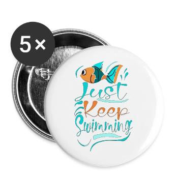WALE SCHWIMMEN EINFACH WEITER - Buttons groß 56 mm (5er Pack) - Weiß - Vorne