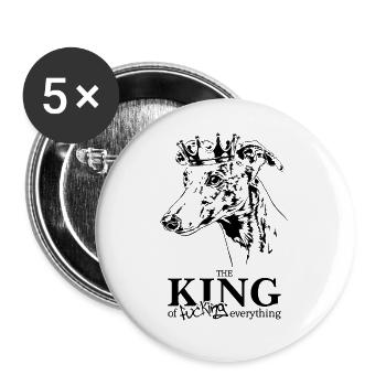 Whippet King Hundespruch Hunde Wilsigns - Buttons groß 56 mm (5er Pack) - Weiß - Vorne