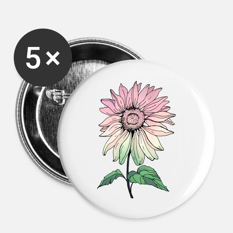 Blume - Buttons groß 56 mm (5er Pack) - Weiß