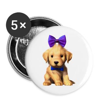 Dog owners Golden Retriever puppy dogs - Buttons large 2.2''/56 mm (5-pack) - white - Front