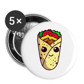 Kawaii Wrap, Döner, Taco - Sweet Street Food Design - Lot de 5 grands badges (56 mm) - blanc - Devant