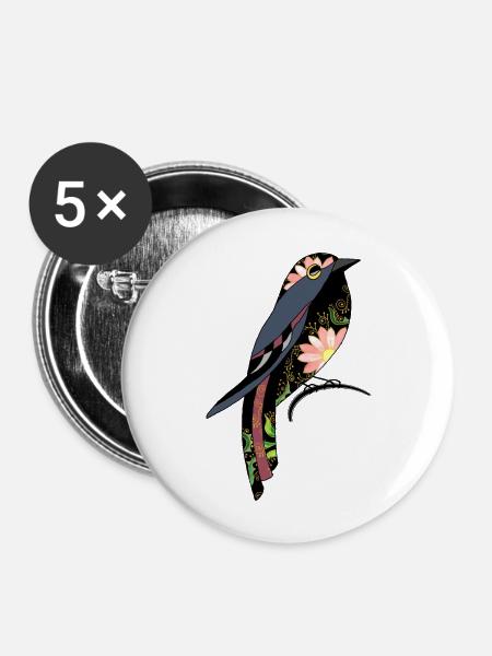 Vogel - Buttons groß 56 mm (5er Pack) - Weiß