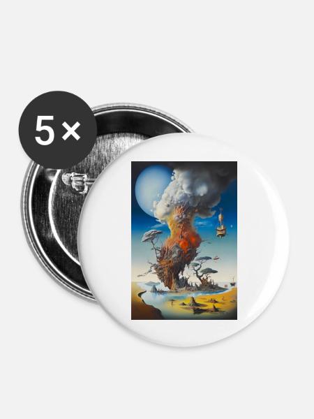 Elemente - Buttons groß 56 mm (5er Pack) - Weiß