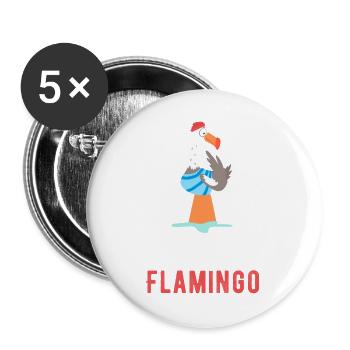 Ostsee Flamingo - Buttons groß 56 mm (5er Pack) - Weiß - Vorne
