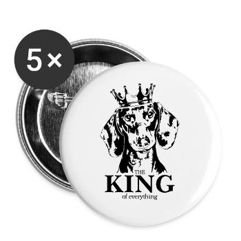 Dachshund Dackel King of everything Hund Wilsigns - Buttons groß 56 mm (5er Pack) - Weiß - Vorne