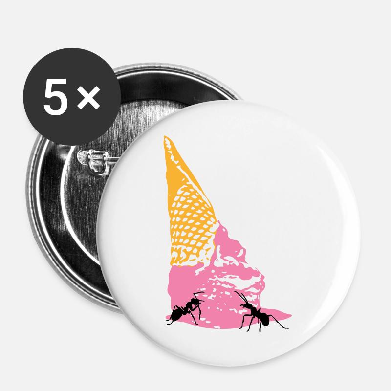 Ice cream with ants - Buttons large 2.2''/56 mm (5-pack) - white