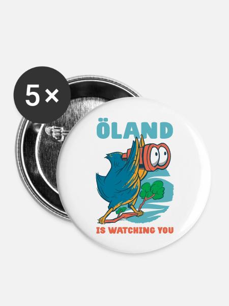 ÖLAND IS WATCHING YOU - Öland Vogelbeobachtung - Buttons groß 56 mm (5er Pack) - Weiß