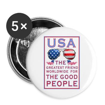 USA ... GOOD PEOPLE - Buttons groß 56 mm (5er Pack) - Weiß - Vorne