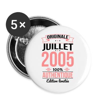 Anniversaire 20 ans - Originale - Juillet 2005 - Lot de 5 grands badges (56 mm) - blanc - Devant