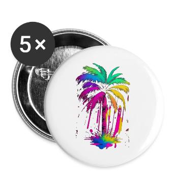 Palme - Buttons groß 56 mm (5er Pack) - Weiß - Vorne