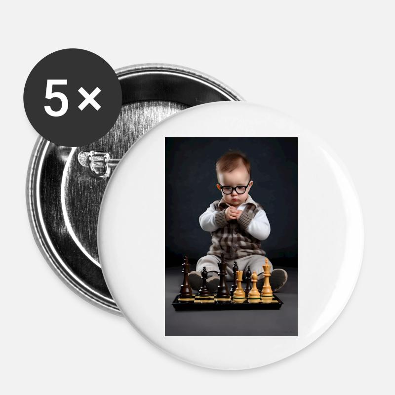 Chess Baby - Buttons large 2.2''/56 mm (5-pack) - white